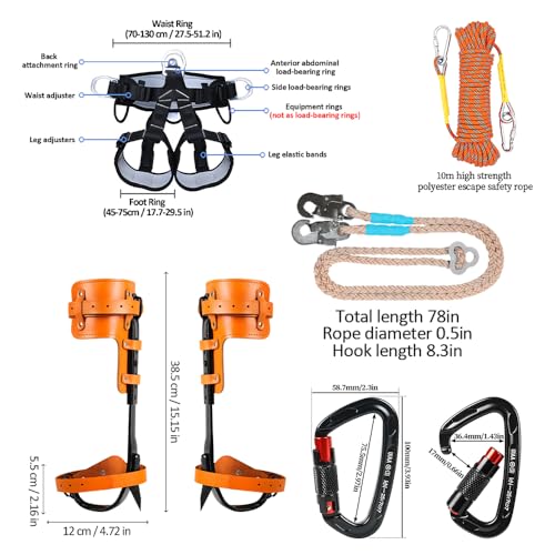 MITOJOSYEER Tree Climbing Gear - Tree Climbing Spikes Suitable for Tree Work, Fruit Picking,Tree Climbing,Logging of Tree ...