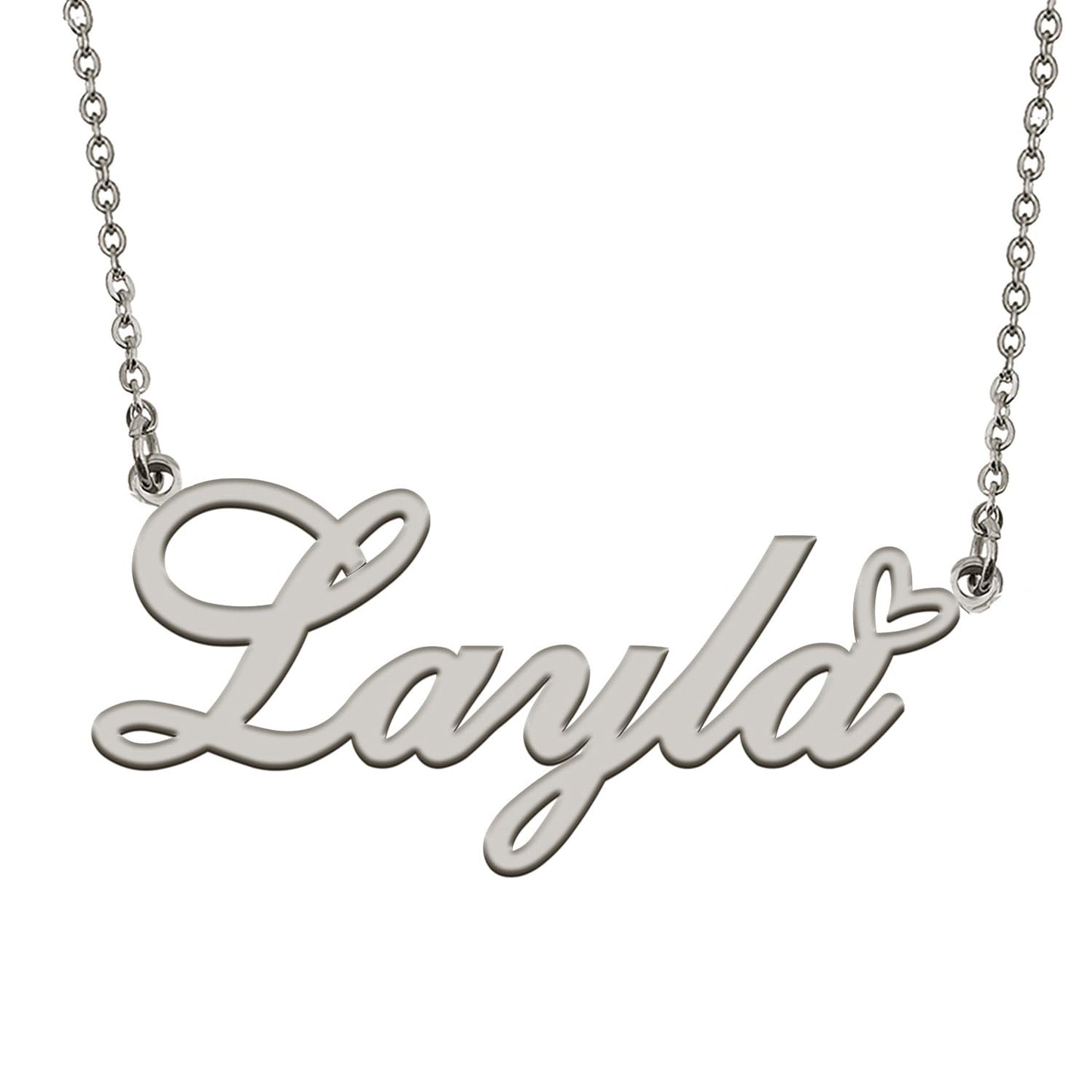 HUAN XUN Customized Layla Name Necklace Silver Stainless Steeel for Women Personlized Jewelry Gifts for Mother