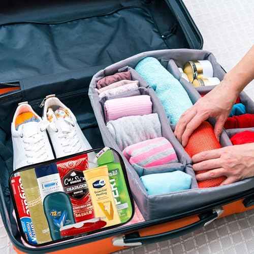 ZompoZ-Travel Toiletries Kit Gift for Men, Travel Bag of Essentials for Bath, Shaving and Personal Care, 8 Mini TSA Approved Items in Reusable Zipper Bag, Mini Toiletries Gift for Him, for On-The-Go
