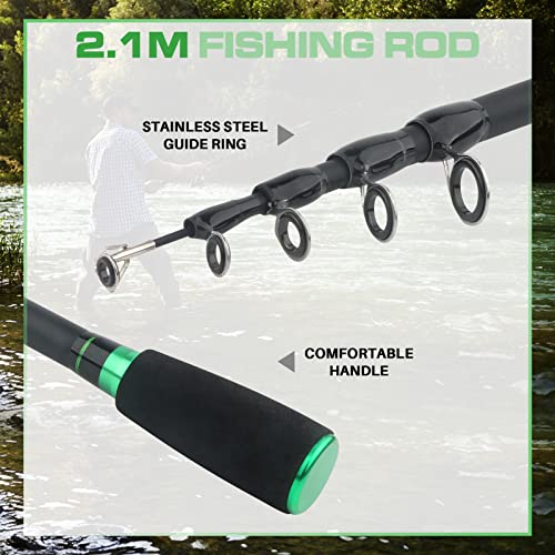 Fishing Pole Reel Combos Telescopic Fishing Rod Kit Spinning Reel Line Lure Accessories Compact Fishing Tackle Bag Lightwe...