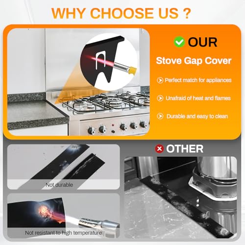 Stove Gap Covers Stainless Steel -Length 23.4" Width 0.79",Stove Gap Filler, Oven Gap Filler, Oven Side Gap Filler, Range ...