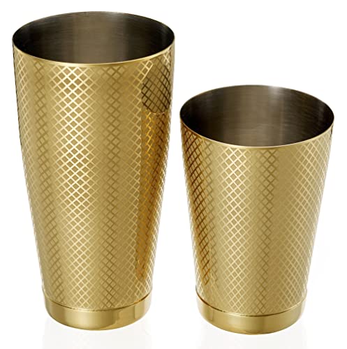 Barfly Diamond Lattice Shaker Set, Gold Plated
