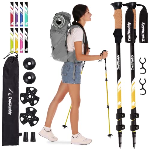 TrailBuddy Trekking Poles – Lightweight 7075 Aluminum Hiking Poles for Women, Men & Seniors – Collapsible Walking Sticks f...