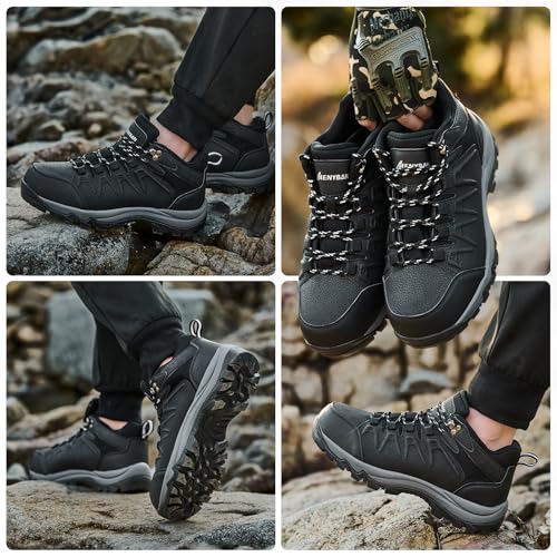 MENYBAN Waterproof Hiking Shoes Men Non-Slip Grip Ankle Support, Fashion Sneakers Tennis Walking Shoes Durable Comfort for...