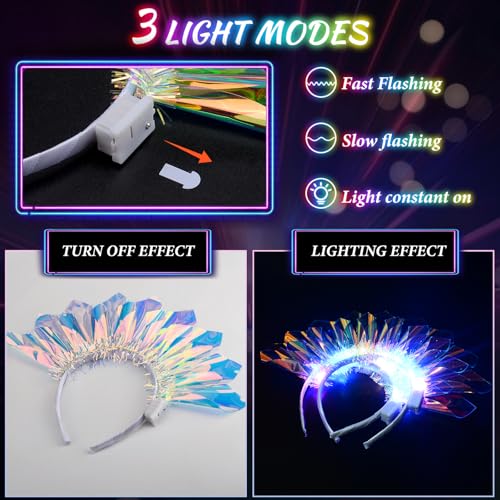 2PCS Valentines Day Gifts LED Headbands, New Year Light Up Headband, Glow In The Dark Party Supplies, Glow Party Supplies ...