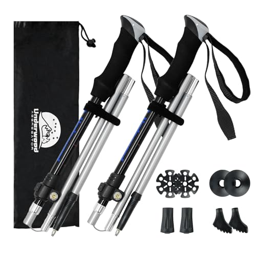 Trekking Poles Collapsible Hiking Poles - 2 Pack Aluminum Hiking Sticks, Lightweight Walking Sticks for Seniors, Men, Wome...