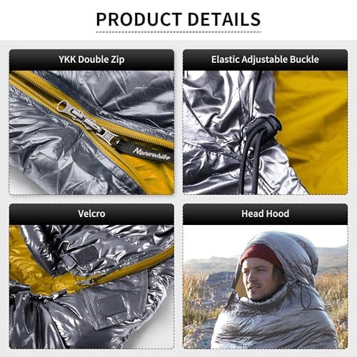 Naturehike 0 Degree Ultralight Down Sleeping Bag for Adults, 650 Fill Power, Backpacking Cold Weather Sleeping Bag with RD...