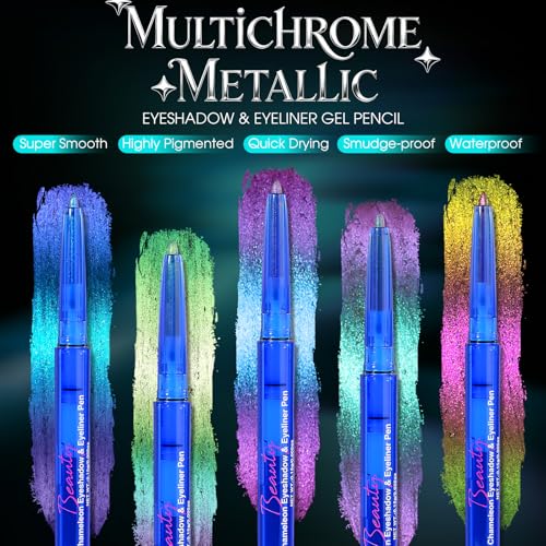 SUSIKEKI Chameleon Metallic Eyeshadow & Eyeliner Gel Pencil – Multichrome Shifting Colors Glitter Eye Makeup, Waterproof L...