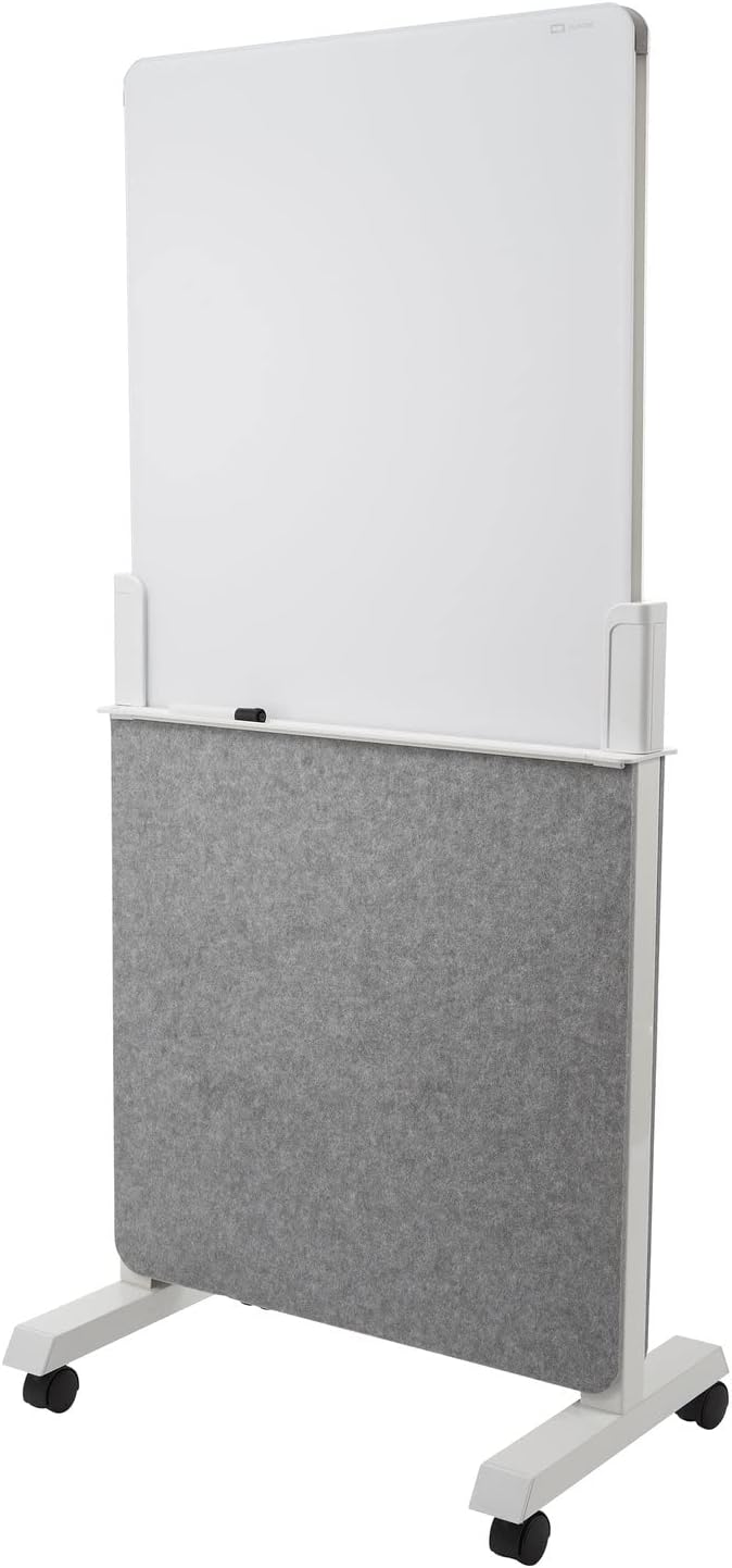Quartet Whiteboard Easel, Glass Dry Erase Board, Rolling Easel Stand On Wheels, Double-Sided Privacy Screen with Adjustabl...