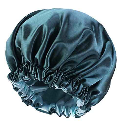Satin Bonnet Silk Bonnet Hair Bonnet for Sleeping-Slouchy Beanie Hat Satin Sleep Cap for Women's Natural & Curly Hair(Blue Zircon)