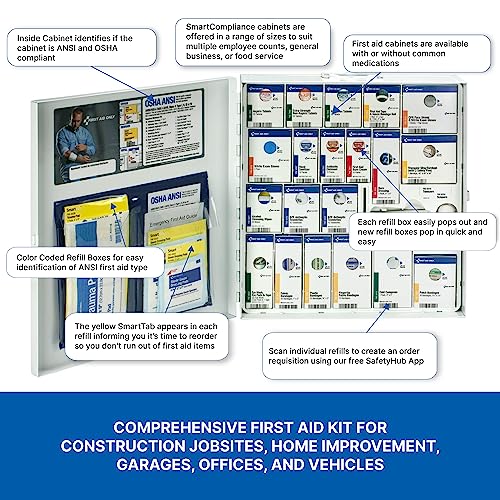 First Aid Only 746000 SmartCompliance 50-Person ANSI A+ and OSHA Compliant First Aid Kit for Business, Large Metal First A...