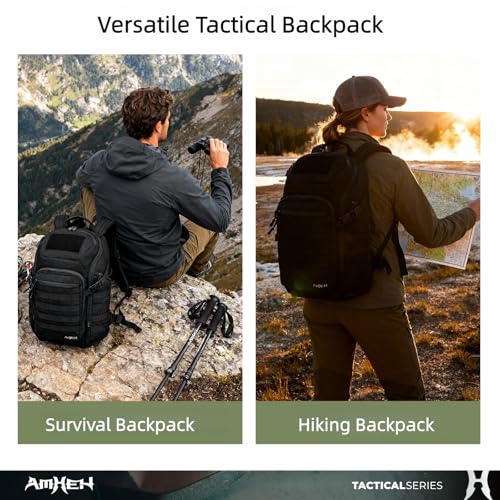 AMHEH 32L Military Tactical Backpack - Rugged Molle Assault Pack Fits 17 Inch Laptop for Survival Hiking Outdoor Travel Wo...