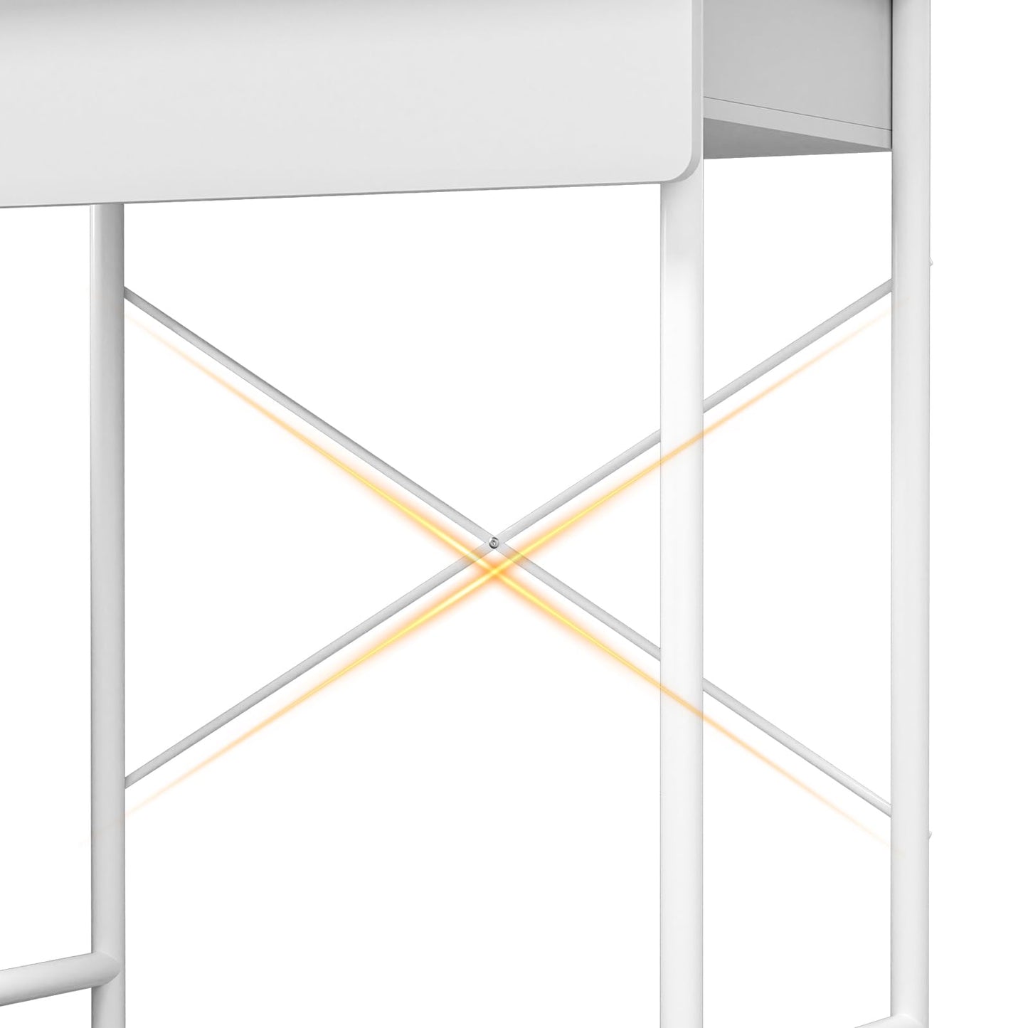 OSKOPWRC Small Makeup Desk, White Makeup Table with LED Lighted Mirror, Dressing Table Drawer, Open Shelves, Adjustable Brightness, Elegant for Women Small White