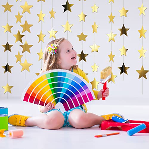 Patelai Glitter Star Garland Banner 2026 New Years Decor 130 Feet Star Hanging Banner Twinkle Backdrop for Birthday Classr...