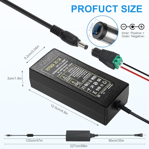 24V Power Supply, 24V 6A Power Supply 100V-240V AC to 24V DC Power Supply with LED Terminal Connector, 24 Volt 6 Amp Power...