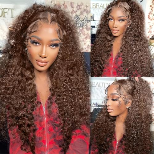 24 Inch Chocolate Brown Kinky Curly Clip ins Human Hair 110g 8pcs 20 Clips 3C 4A Curly Clip In Hair Extensions Real Human Hair Brazilian Virgin Hair Full Head for Women 4# Color