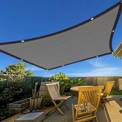 90% Mocha Shade Cloth, Sun Shade Canopy with Grommets for Patio, 8×12FT Shade Cloth for Garden Covers for Shade and Rain, ...