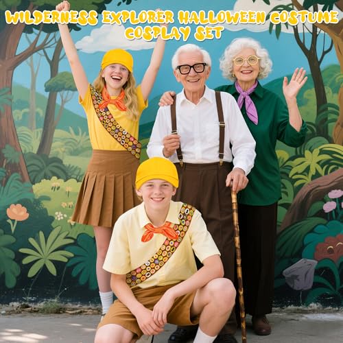 Vifcotlyp Scout Costume Set, Wilderness Explorer Costume Scout Accessories with Hat Sash Scarf for Adults Men Women (3PCS)