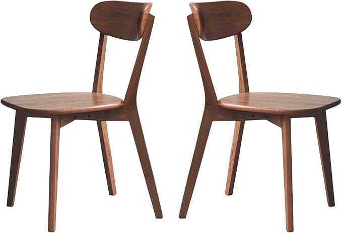 Hymus 100% Solid Oak Wood Dining Room Chairs - Practical Kitchen Chairs for Dining Room, Kitchen, Living Room (2, Walnut)