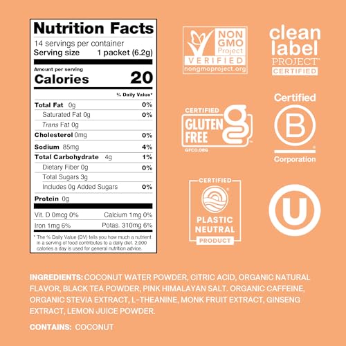 Cure Hydration Performance | Plant-Based Electrolyte Energy Drink Mix | No Added Sugar | Dehydration Relief Powder | 100mg...