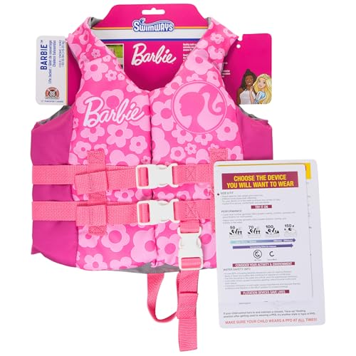 SwimWays Barbie Swim Trainer Life Jacket, US Coast Guard Approved Kids Swim Vest, Pool Floats & Life Jackets for Kids, 33-...