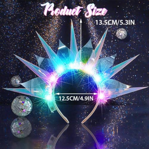 Catery Light Up Headband LED Rave Headpiece Halloween Costume Accessories for Women