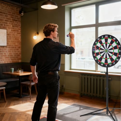 Dartboard Stand, Heavy Duty Portable Dart Board Holder with Adjustable Height (34" to 74"), Dart Board Stand for Adults, S...