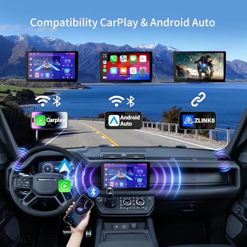 Haudio Wireless Double Din Car Stereo with 9" HD Touchscreen | CarPlay & Android Auto | Backup Camera | Bluetooth GPS Navi...
