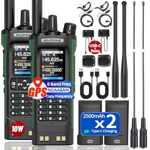 BAOFENG UV-32 Handheld Ham Radios Long Range 10W NOAA Weather Rechargeable Walkie Talkies Tactical Two Way Radio with GPS,...