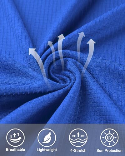 Roadbox Men's UPF 50+ Swim Rash Guard, Long Sleeve UV Sun Protection SPF Water Shirts Quick Dry for Outdoor Fishing Hiking
