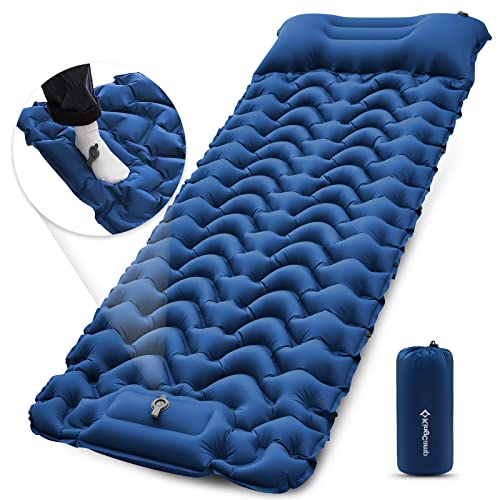 KingCamp Sleeping Pad for Camping, Inflatable Sleeping Pad Ultralight Connectable Camping Mattress with Pillow Built-in Fo...