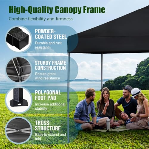 Eurmax USA NOMATTER ONE-Person Open&Close 10x10ft Pop Up Canopy Tent，Portable Shelter Canopy for Outdoor Events，Instant Ca...