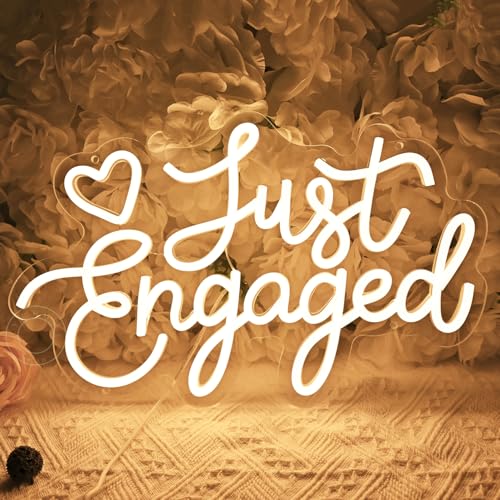SYLHOME Just Engaged Led Neon Light Sign Heart Wall Decor Sign Wedding Proposal Married Party Bridal Shower Engagement Bac...