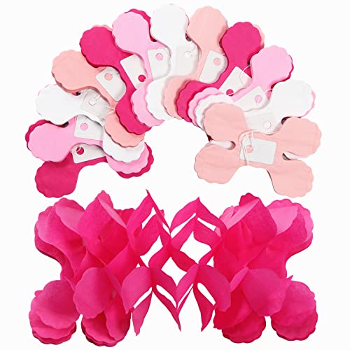 Rose-Red Pink-White Party-Decorations Streamers Garland - 157Ft Four-Leaf Clover Hanging Banner,Wedding Girl Birthday Baby...