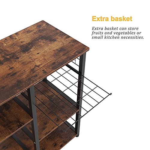 soges Bakery Rack, Kitchen Shelf, Standing Shelf, Baker, Shelf, Microwave Holder, Multifunctional Kitchen Storage Rack with 3 Shelves, Retro