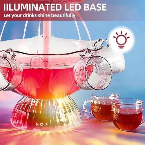 3-Tier Cocktail Machine with LED Base and 5 Cups, Electric Champagne Fountain Drink Dispenser for Wedding, Party, Celebrat...