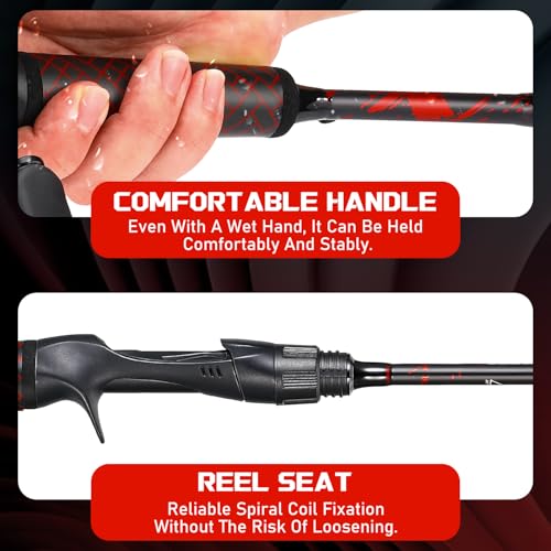 Sougayilang Fishing Rod and Reel Combo, Baitcasting Combo, Baitcaster Reel with 2-Piece Durable Carbon Fiber Casting Rod f...