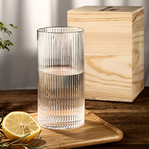 INSETLAN Glass Cups Vintage Glassware Set of 4 Large, Origami Style Transparent Cocktail Glasses Set, Bar Beverages Ice Co...