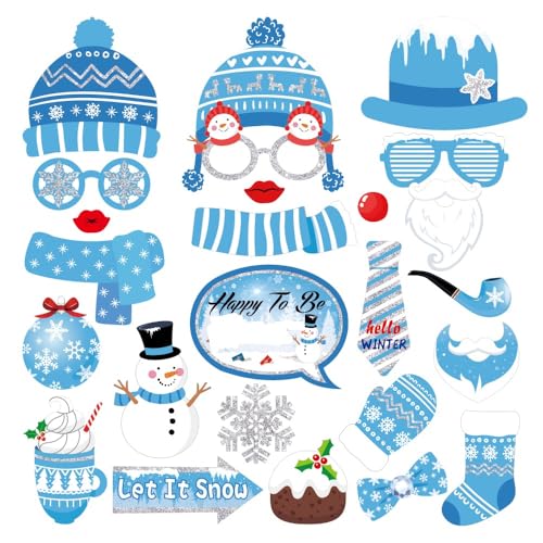 Anor Wishlife Snowman Photo Booth Props,Winter Wonderland Snow Booth Props(25CT)