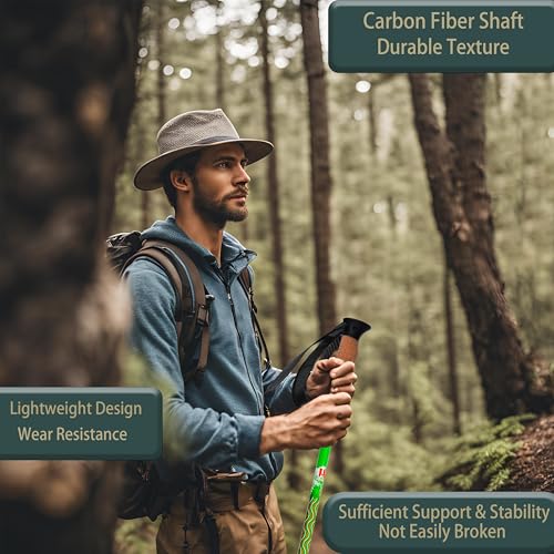 Carbon Fiber Trekking Poles, Lightweight Adjustable Hiking Poles with Cork Grips, Pair of 2 Walking Sticks Balance Support...