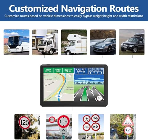 Car GPS Navigation System with 7 inch Display, 2025 Maps, Free Lifetime Updates for RV, Truck, Commercial Drivers, Semi Tr...