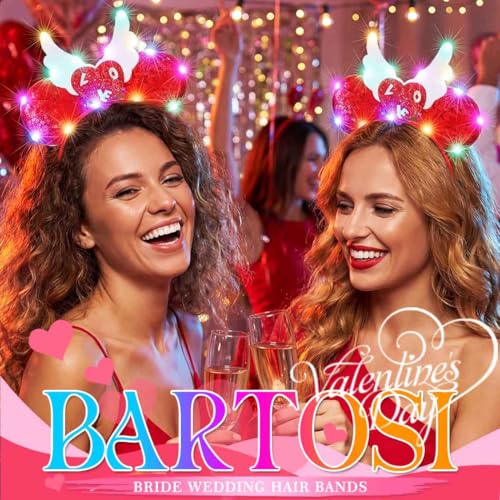 BARTOSI Valentine's Day Headband Light Up Love Heart Headbands LED Hair Accessories for Women and Girls