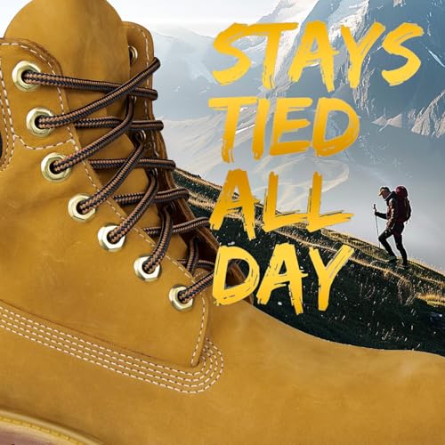 1 Pair Round Boot Laces, Heavy Duty and Durable Shoelaces Shoe Strings for Outdoor Hiking Walking Shoelaces-Brown
