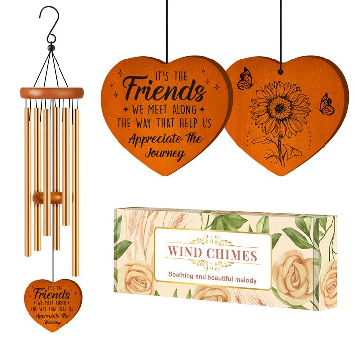 Best Friend Birthday Gifts for Women, Unique Friendship Gifts for Women, Ideas Wind Chimes for BFF, Soul Sister, Unique Outdoor Garden Decor for Female 25.6" Wind Chime
