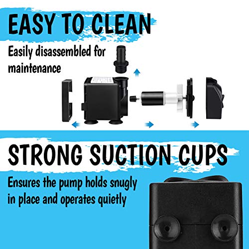 400GPH Submersible Pump 25W - Ultra Quiet Fountain Water Pump, 1500L/hr, 6.56ft High Lift, 3 Nozzles - Submersible Water P...