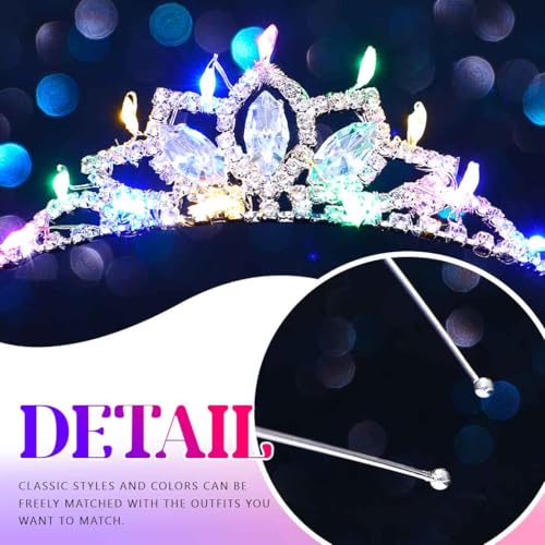 DRESBE Light Up Crystal Crowns LED Rhinestone Tiara Headband Glow Party Princess Hair Accessories for Women and Girls (Sil...