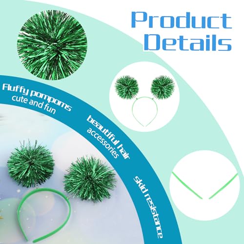WY LIGHTING LEVEL Pom Pom Headbopper Fun Festive Headwear Foil Strips Tinsel Fashion Hair Hoop Fluffy Ball Headband Fancy ...