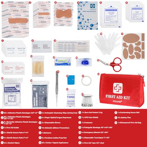 Small First Aid Kit, 150 Piece with Foil Blanket & Scissors, Mini First Aid Bag for Emergency, Home, Camping, Travel, Spor...