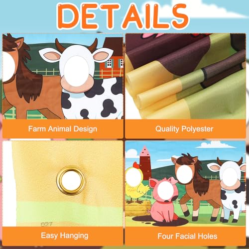 Hahafelt Large 72 x 42 Inches Farm Animals Decorations Hole in Face, Farm Theme Decor for Birthday, Party Supplies, Photo ...