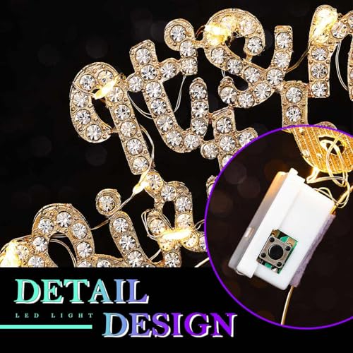 DRESBE Light Up Birthday Headband LED Rhinestone Headbands Glow Its My Birthday Hair Accessories for Women (Gold)